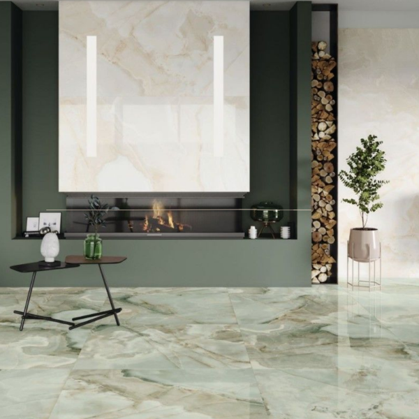 Picture of Floor tile reves de rex, marble effect, glossy, 60x120