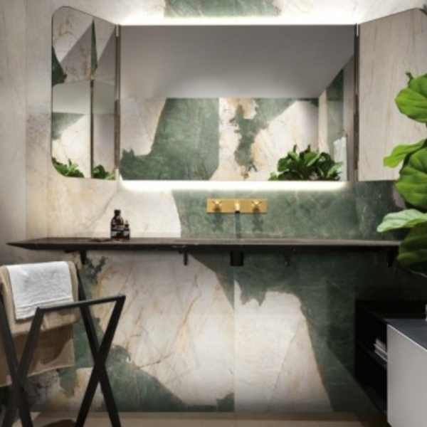 Picture of Floor tile heritage aqua, marble effect, glossy, 6mm 120x120