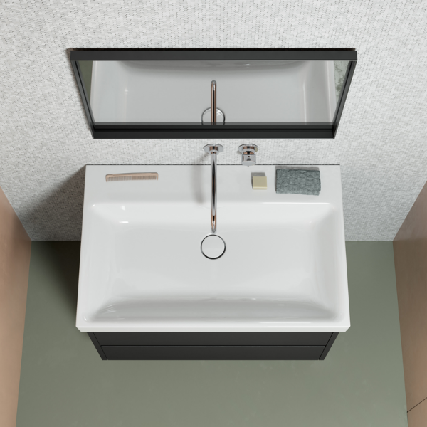 Picture of Nubes rectangular basin, ceramic, built in/wall hung, white, glossy, 60x50 cm