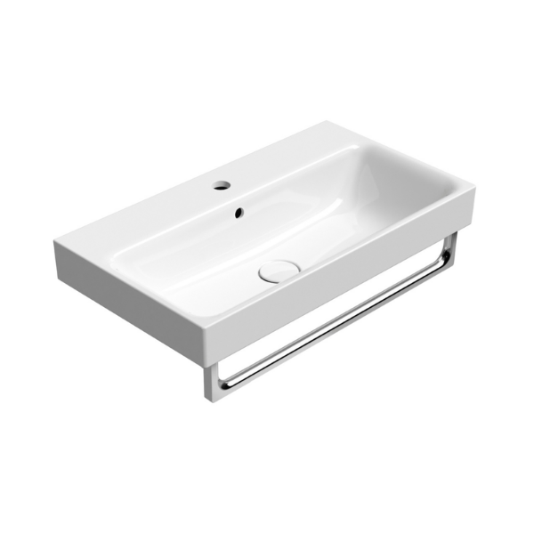 Picture of Nubes rectangular basin, ceramic, built in/wall hung, white, glossy, 70x40 cm
