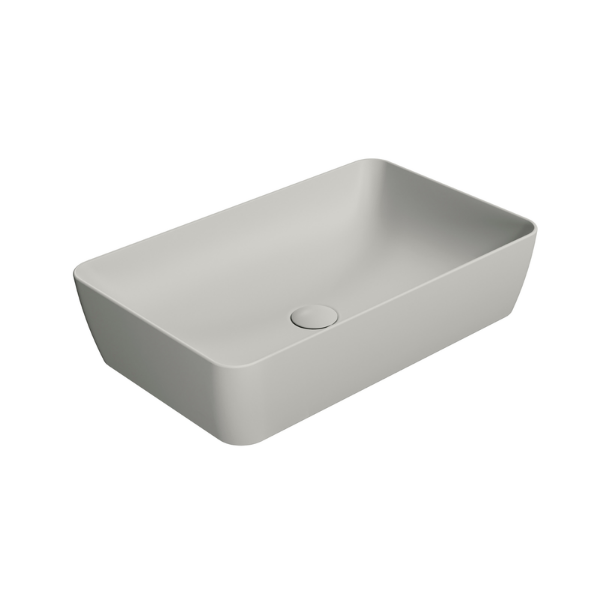 Picture of Nubes rectangular basin, ceramic, freestanding, light grey, matte, 60x38 cm