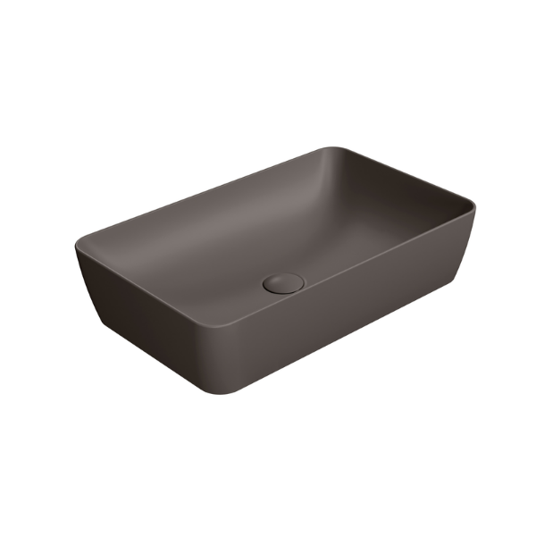 Picture of Nubes rectangular basin, ceramic, freestanding, dark brown, matte, 60x38 cm