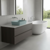 Picture of Nubes rectangular basin, ceramic, freestanding, ice mint, matte, 50x38 cm
