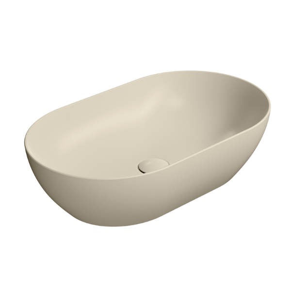 Picture of Pura oval basin, ceramic, freestanding, light beige, matte, 60x37 cm