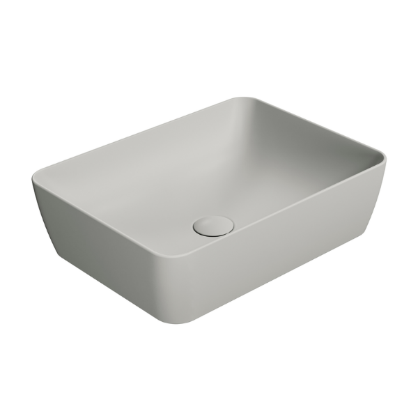 Picture of Nubes rectangular basin, ceramic, freestanding, light grey, matte, 50x38 cm