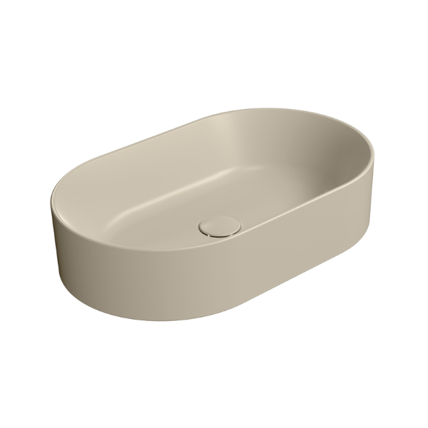 Picture of Kube x oval basin, ceramic, freestanding, light beige, matte, 60x37 cm
