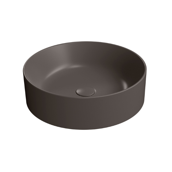 Picture of Kube x round basin, ceramic, countertop, dark brown, matte, 45 cm