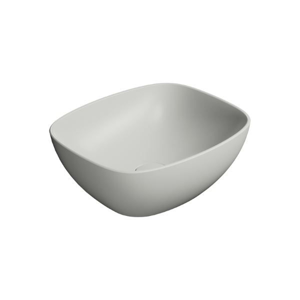 Picture of Nubes rectangular basin, ceramic, freestanding, light grey, matte, 40x35 cm