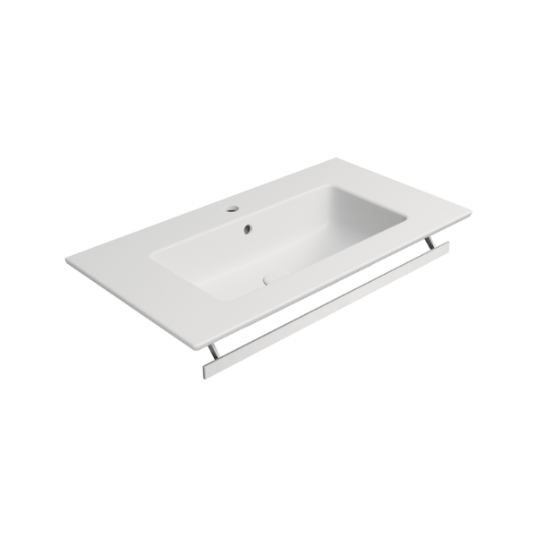 Picture of Pura rectangular basin, ceramic, built-in/wall hung, white, matte, 82x46 cm