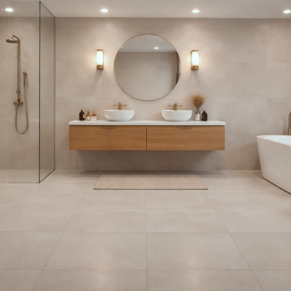 Picture of Floor tile portofino beige, concrete effect, matt, 40x40