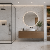 Picture of Floor tile avorio bianco, marble effect, glossy, 60x60