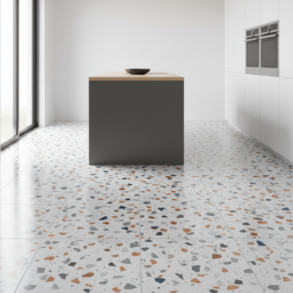 Picture of Floor tile marmoreal white, marble effect, matt, 60x60