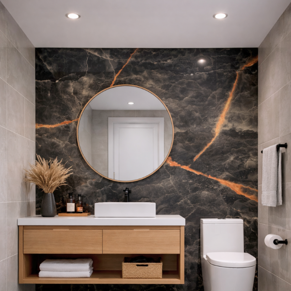 Picture of Floor tile onice nero, marble effect, matt, 60x120
