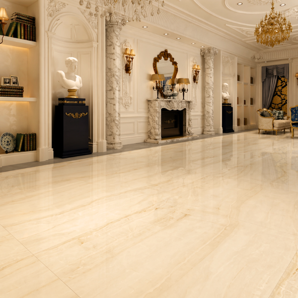 Picture of Floor tile opal bone, marble effect, glossy, 60x120