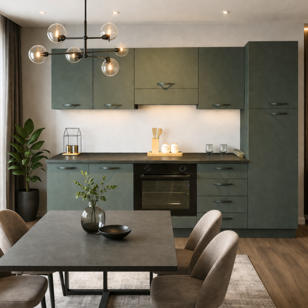 Picture of Kitchen, ronny, dx, selene verde malga,+anthracite, 255x216cm