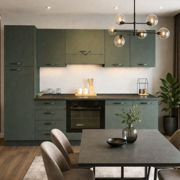 Picture of Kitchen, ronny, sx, selene verde malga+ anthracite, 255x216cm