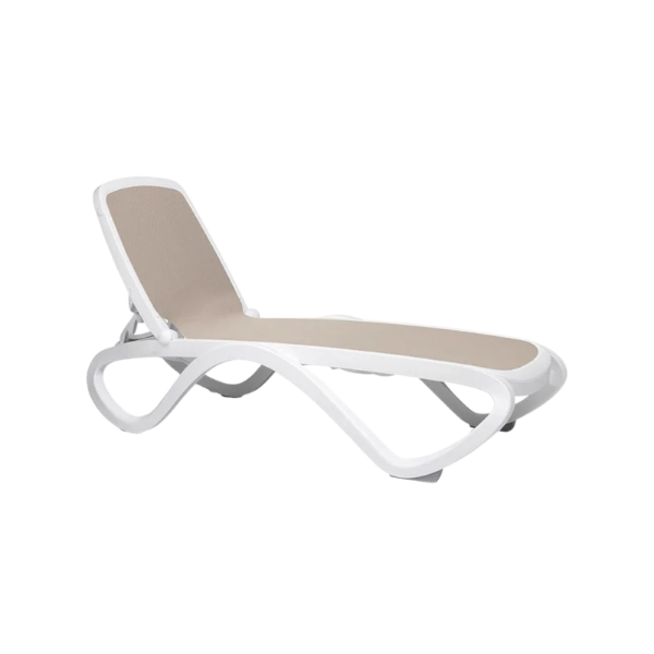 Picture of Sunlounger, omega, polypropylene, white-tortora, 194,5x69 cm
