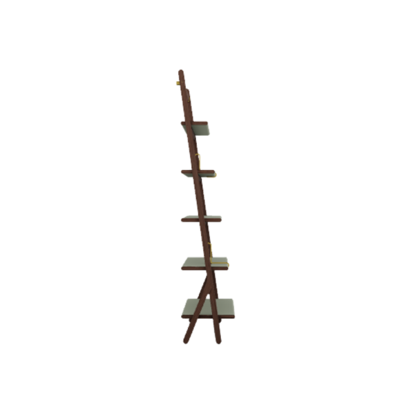 Picture of High bookcase, ren, structure canaletto walnut, upholstery pelle frau, celadon, 180cm