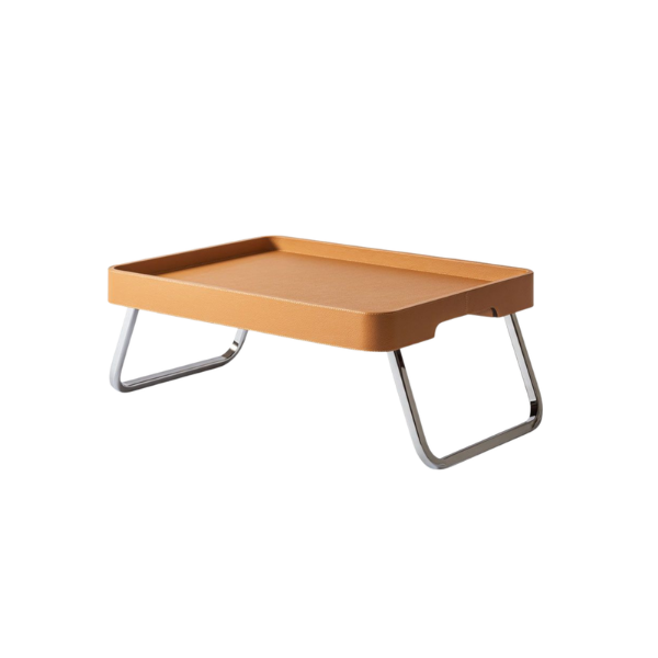 Picture of Bed tray, giobagnara x frau, steel feet, rectangular top, fully covered in pelle frau leather,sc 66, 54x42x22,5cm