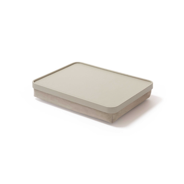 Picture of Laptop tray.giobagnara, covered in pelle frau leather, sc31 quarzo fume, 34x26x9cm