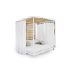 Picture of Gazebo, quadra, aluminium white-teak natural, cushions titanium, 210x219x223.4cm
