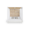 Picture of Gazebo, quadra, aluminium white-teak natural, cushions titanium, 210x219x223.4cm