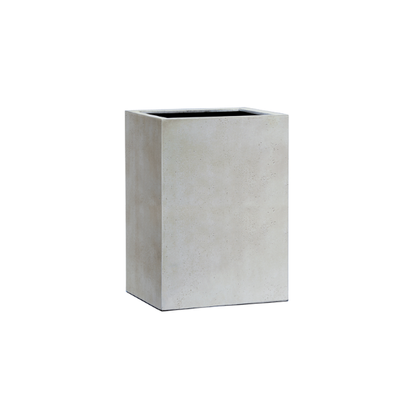 Picture of Vase,mid.cube, concrete surface, white, dia.45x45x60cm