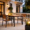 Picture of Dining table, bora, aluminium black matt, teak natural, 100x100x76cm