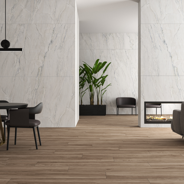Picture of Floor tile dreamblue, marble effect, glossy, 9mm 120x120