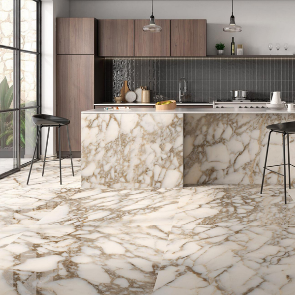 Picture of Floor tile arabescato, marble effect, glossy, 10.2mm 120x120