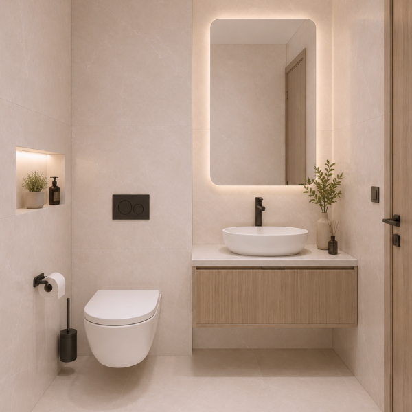 Picture of Floor tile sterlina cream, marble effect, matt, 60x60