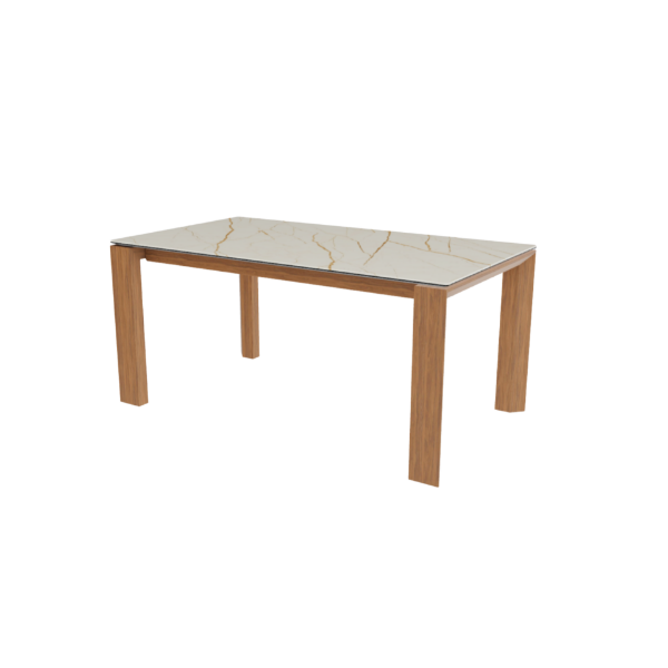 Picture of Dining table, omnia, ceramic ,extandable, canaletto walnut legs, golden statuary glossy top, 220(280)x100x75(h) cm