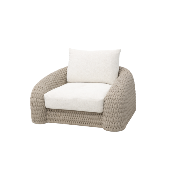 Picture of Armchair, summer mod 2, aluminium frame, beige-white, 114x105x66.5cm