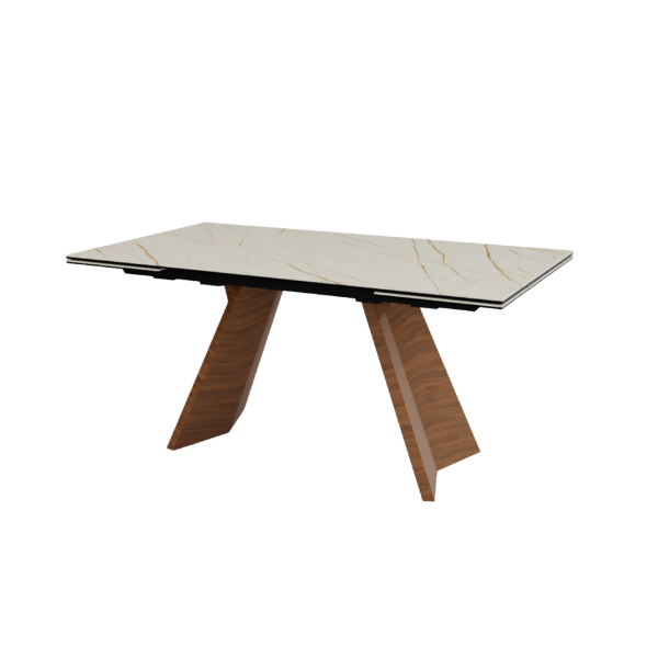 Picture of Dining table, icaro, canaletto walnut base, golden statuary glossy ceramic top,  200(250)(300)x100x77(64)h cm