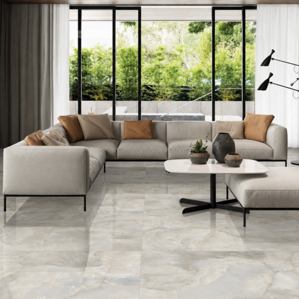 Picture of Floor tile onyx sky, marble effect, glossy, 60x60