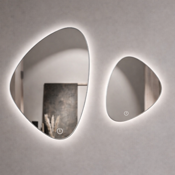 Picture of Bym-9244 oval mirror set, touch screen with led, silver, 100x700 50x40