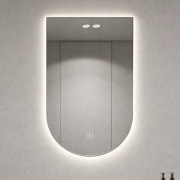 Picture of Bym-9112 rectangular mirror with roundet top, touch screen with led, silver, 55x120