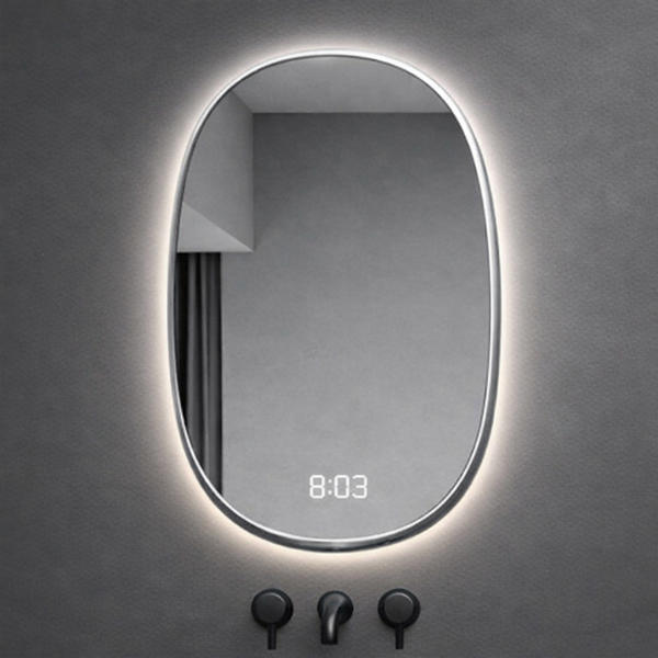 Picture of Bym-9016 oval mirror, touch screen with led, silver, 90x60