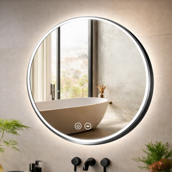 Picture of Bym-9172 round mirror, touch screen with led, silver, 80x80