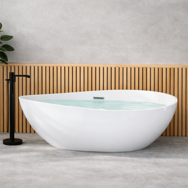 Picture of Wave bathtub, acrylic, freestanding, white, matte, 160x95x60