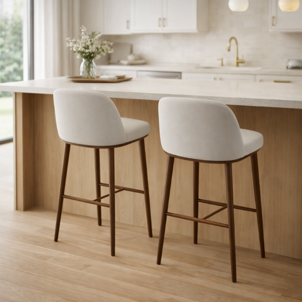 Picture of Counter stool, foyer, structure canaletto walnut, seat slv hemp