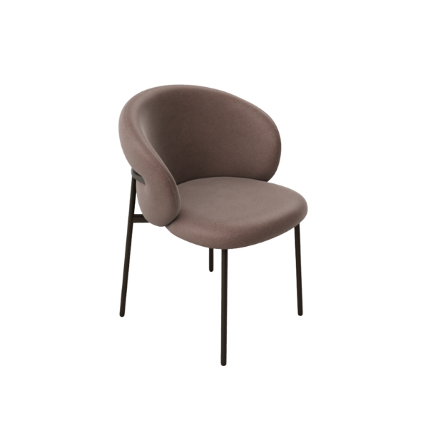 Picture of Chair with arms, oleandro, matt bronze metal frame, seat brown