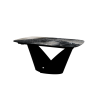 Picture of Dining table, calla, matt black metal base, black onyx glossy top, 200x100x76.5(h)cm 