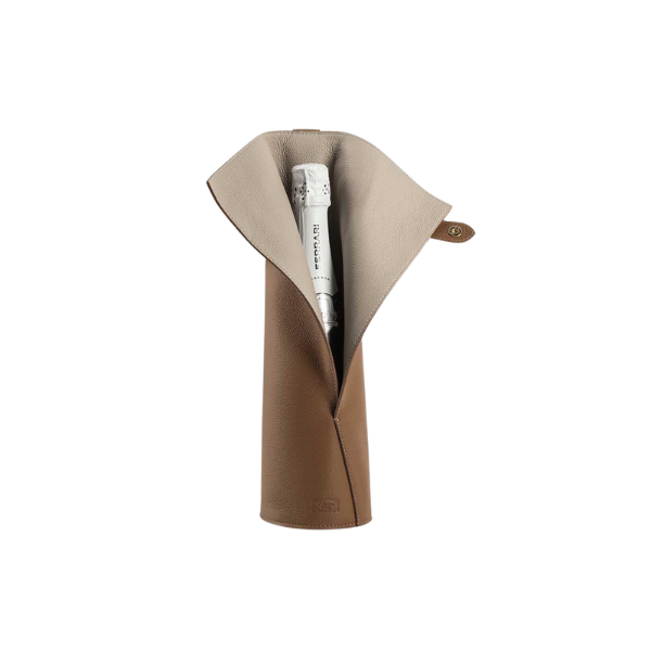 Picture of Wine bag, pelle frau leather,inner  cachemire + external sahara marrone, 36x11cm