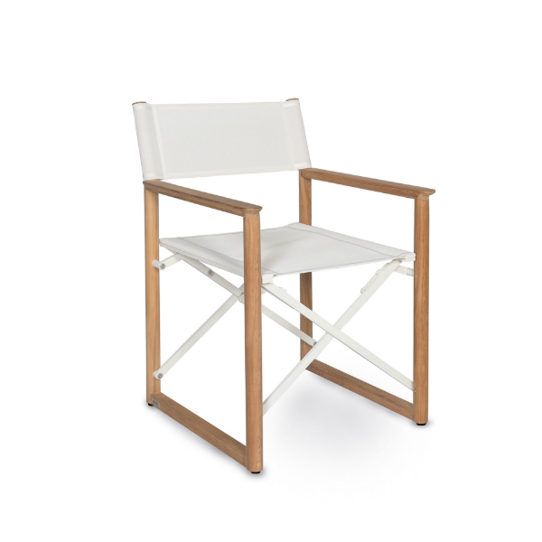 Picture of Chair with armrest, alor, teak natural, white, 58.5x59.8x84.15cm