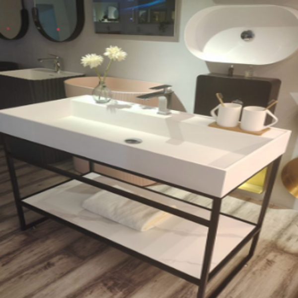 Picture of Axel bathroom furniture set 80x50x86, resin basin, mirror 60x90, black, matte