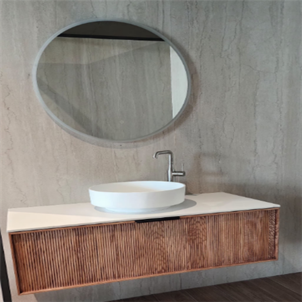 Picture of Eos bathroom furniture set, solid wood cabinet, resin basin, 80 cm