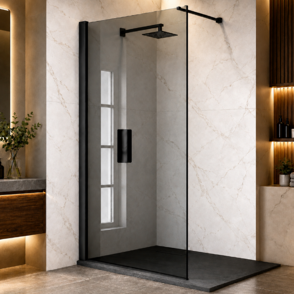 Picture of Shower glass, black profile, 80x200 8mm