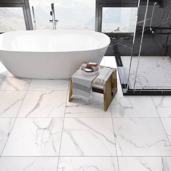 Picture of Floor tile statuario natural grey, marble effect, matt, 60x60