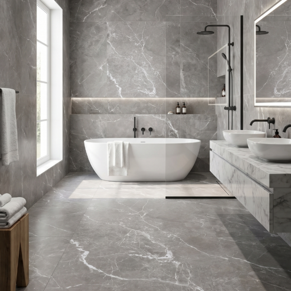 Picture of Floor tile italia grey, marble effect, matt, 60x120